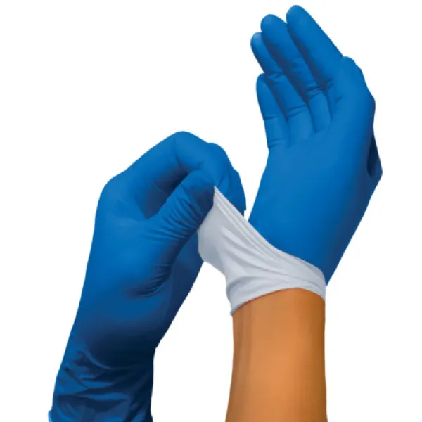 Close-up of MEDGLUV Nitragrip Pro Nitrile Exam Gloves MG50090 Series, showcasing the textured grip and 2-ply construction.